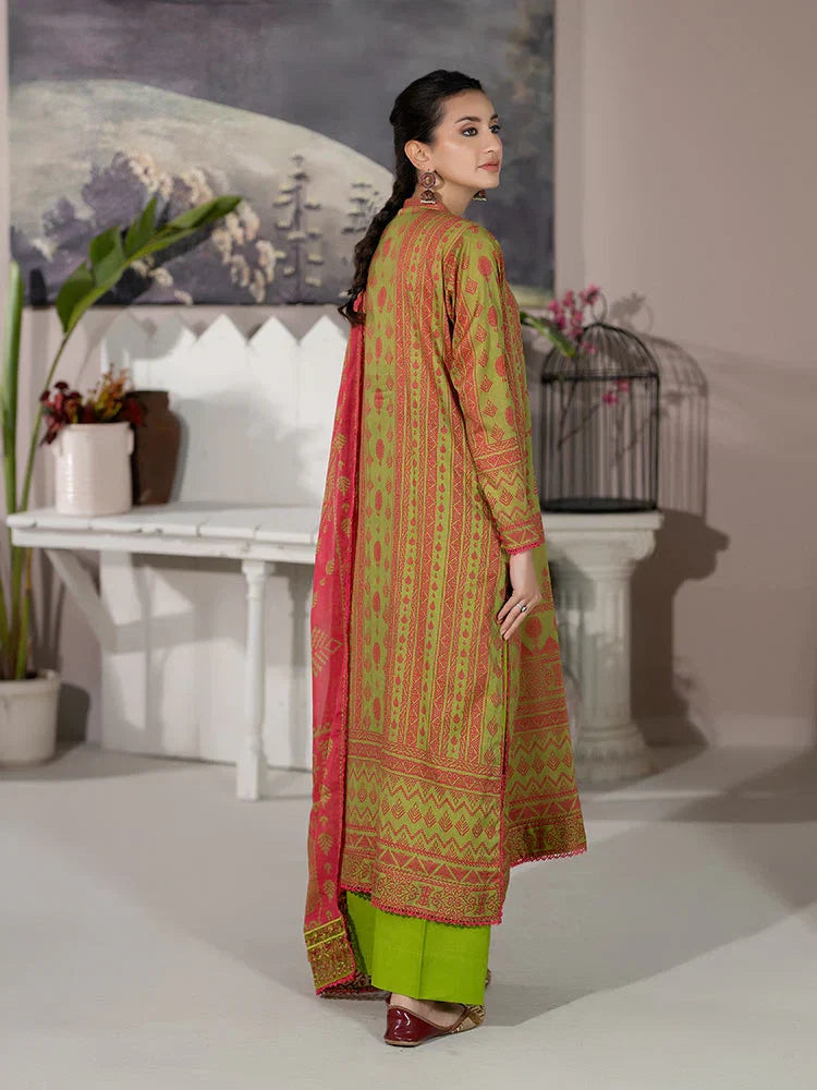 Pakistani Varda by Binaas Unstitched Three Piece - Lime Green