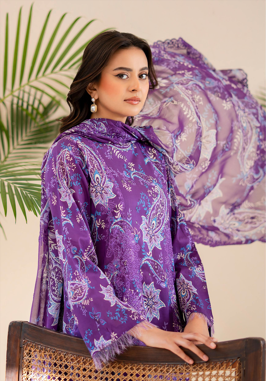 Pakistani Ziva by Gulljee Unstitched Three Piece - Deep Purple