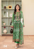 Pakistani Morja by Gulljee Three Piece Unstitched Lawn -Garden Green