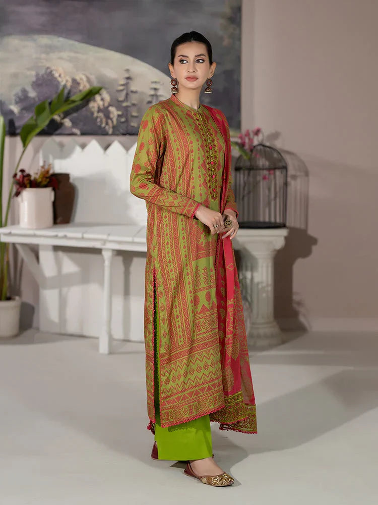 Pakistani Varda by Binaas Unstitched Three Piece - Lime Green