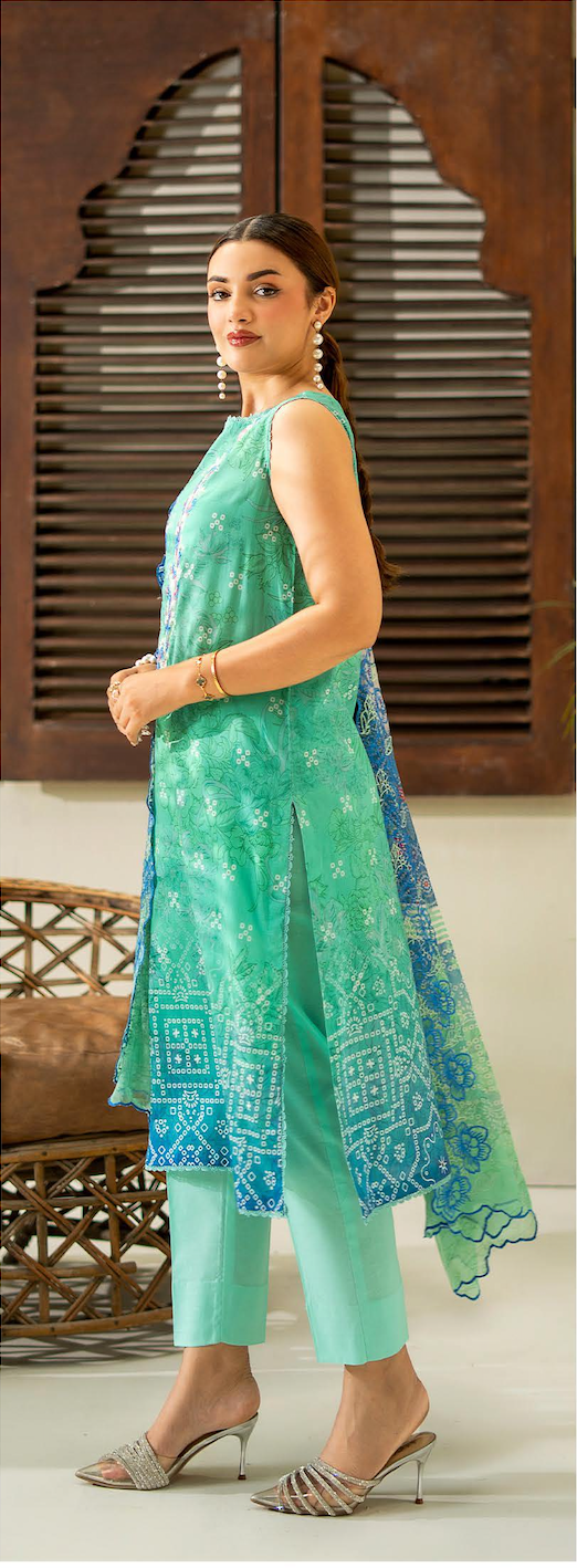 Pakistani Rang Pasand by Gulljee Unstitched Three Piece - Cobalt blue