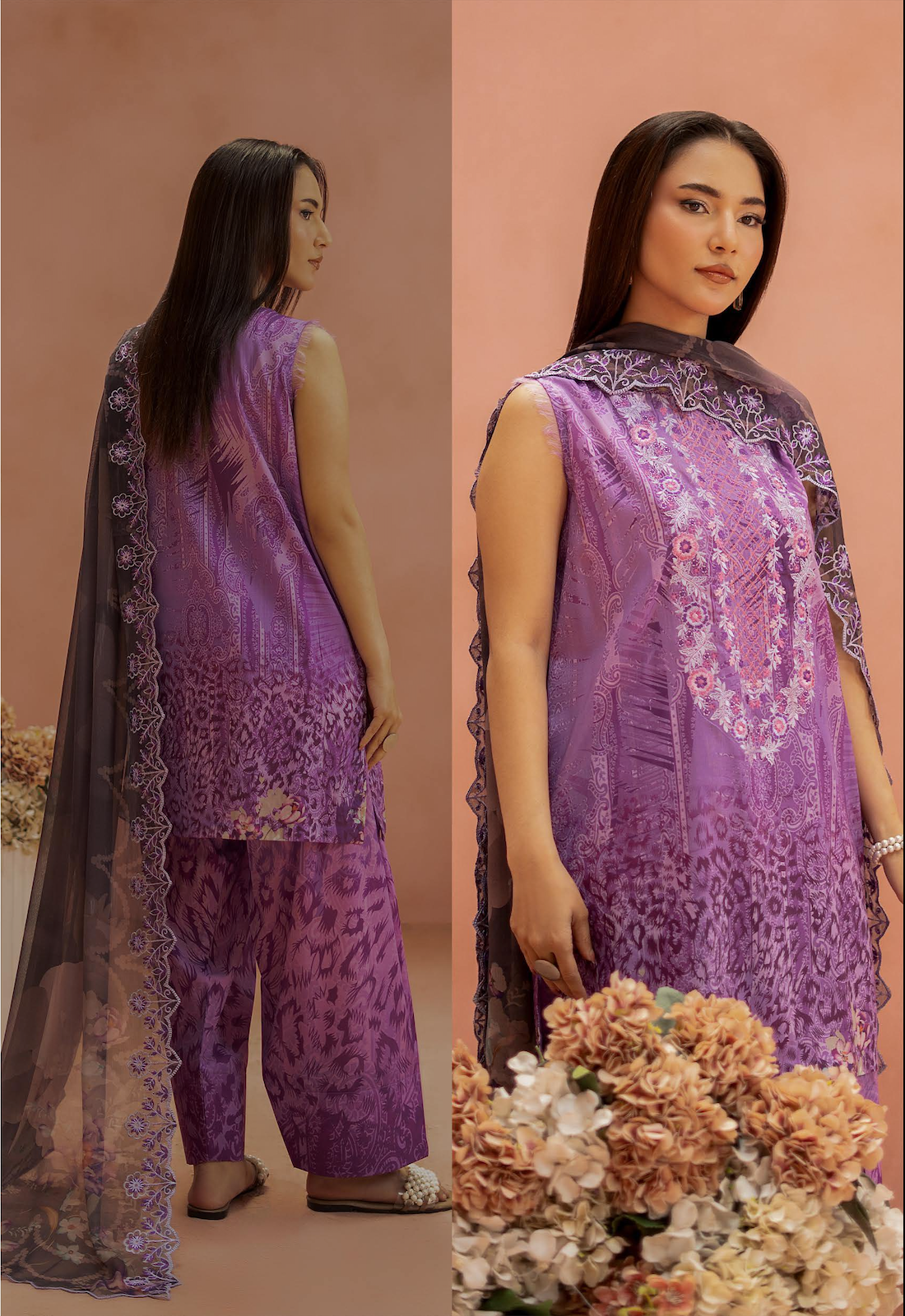 Pakistani Ziva by Gulljee Unstitched Three Piece - Lilac