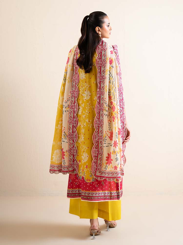 Pakistani Hania by Binaas Unstitched Three Piece-Sunny Yellow