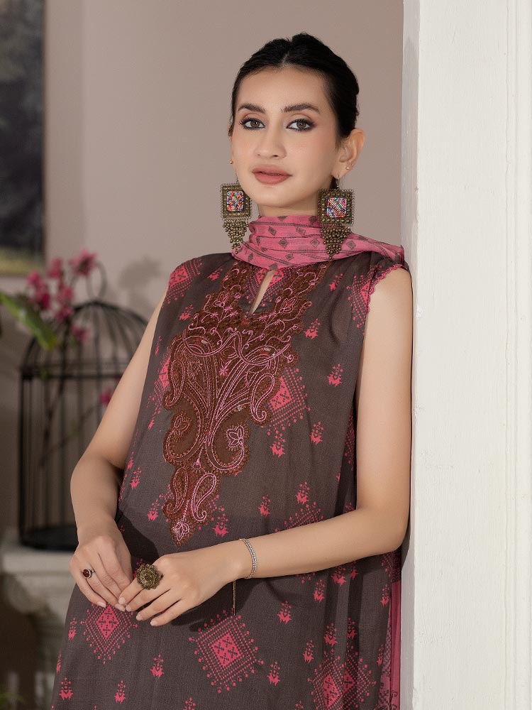 Pakistani Varda by Binaas Unstitched Three Piece - Pink Hue