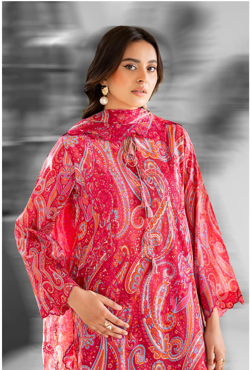 Pakistani Ziva by Gulljee Unstitched Three Piece -Magenta Hue