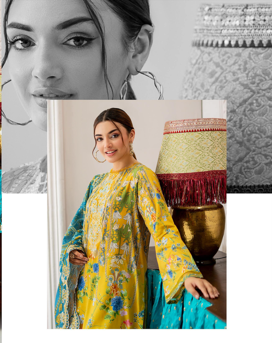 Pakistani Mahajal by Gulljee Unstitched Three Piece - Mustard Yellow