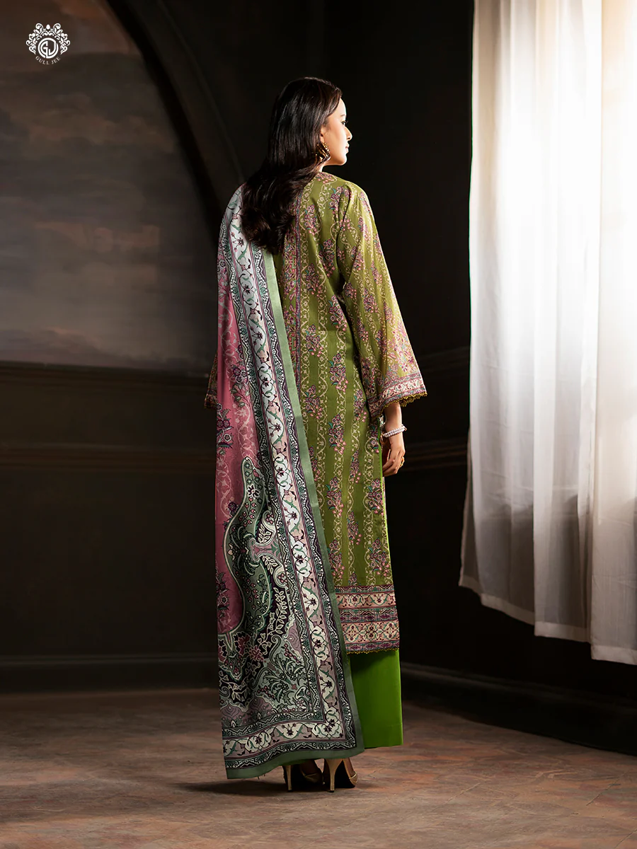 Pakistani Sorrel by Gulljee Unstitched Three Piece -Lime Green