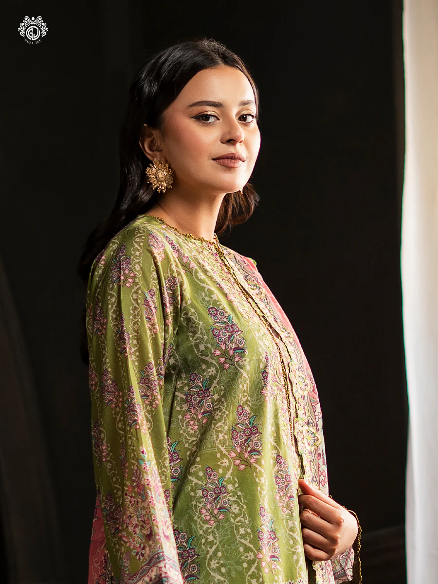 Pakistani Sorrel by Gulljee Unstitched Three Piece -Lime Green