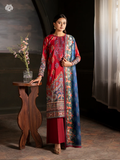 Pakistani Sorrel by Gulljee Unstitched Three Piece -Crimson Red