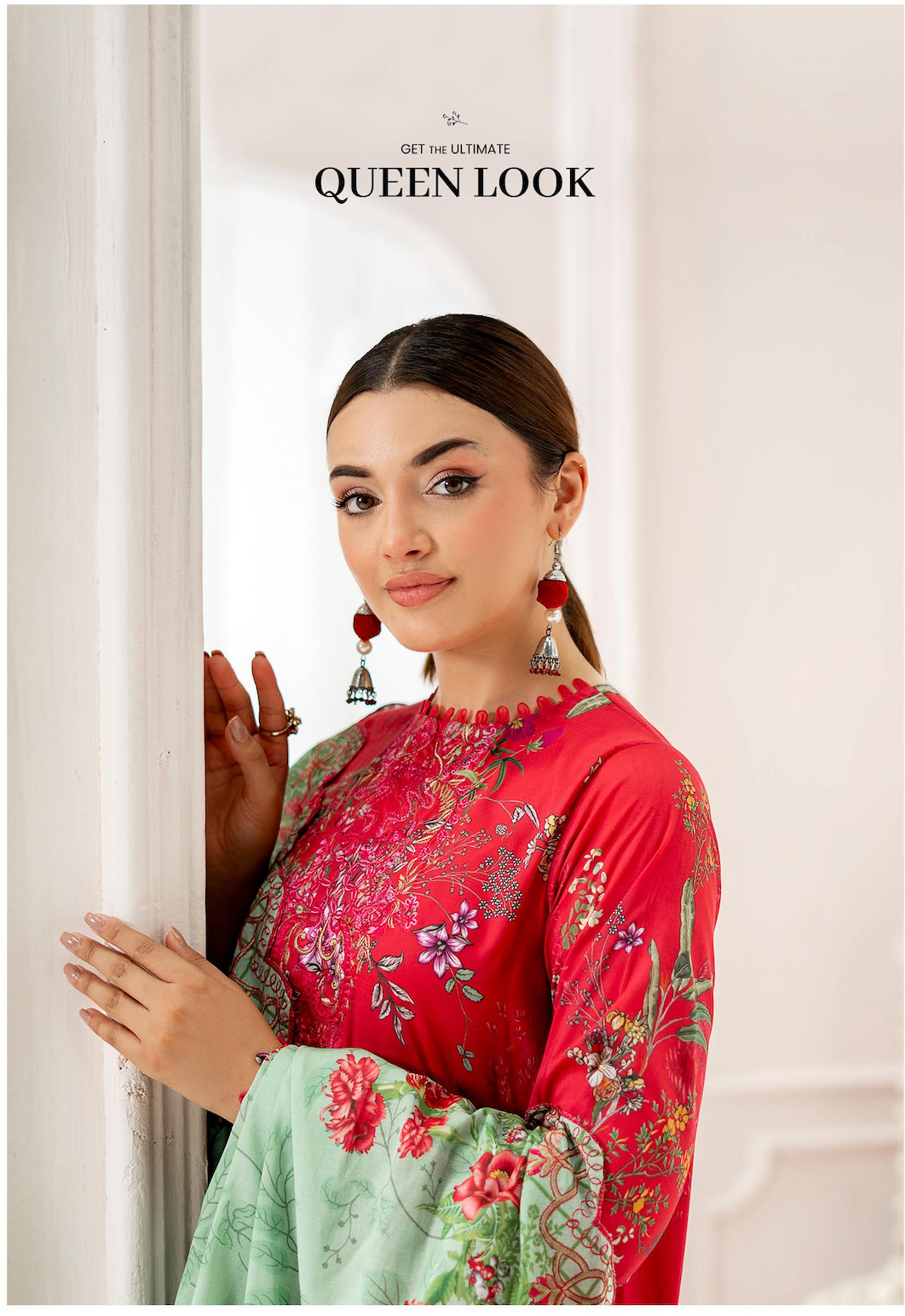 Pakistani Mahajal by Gulljee Unstitched Three Piece -Magenta Hue
