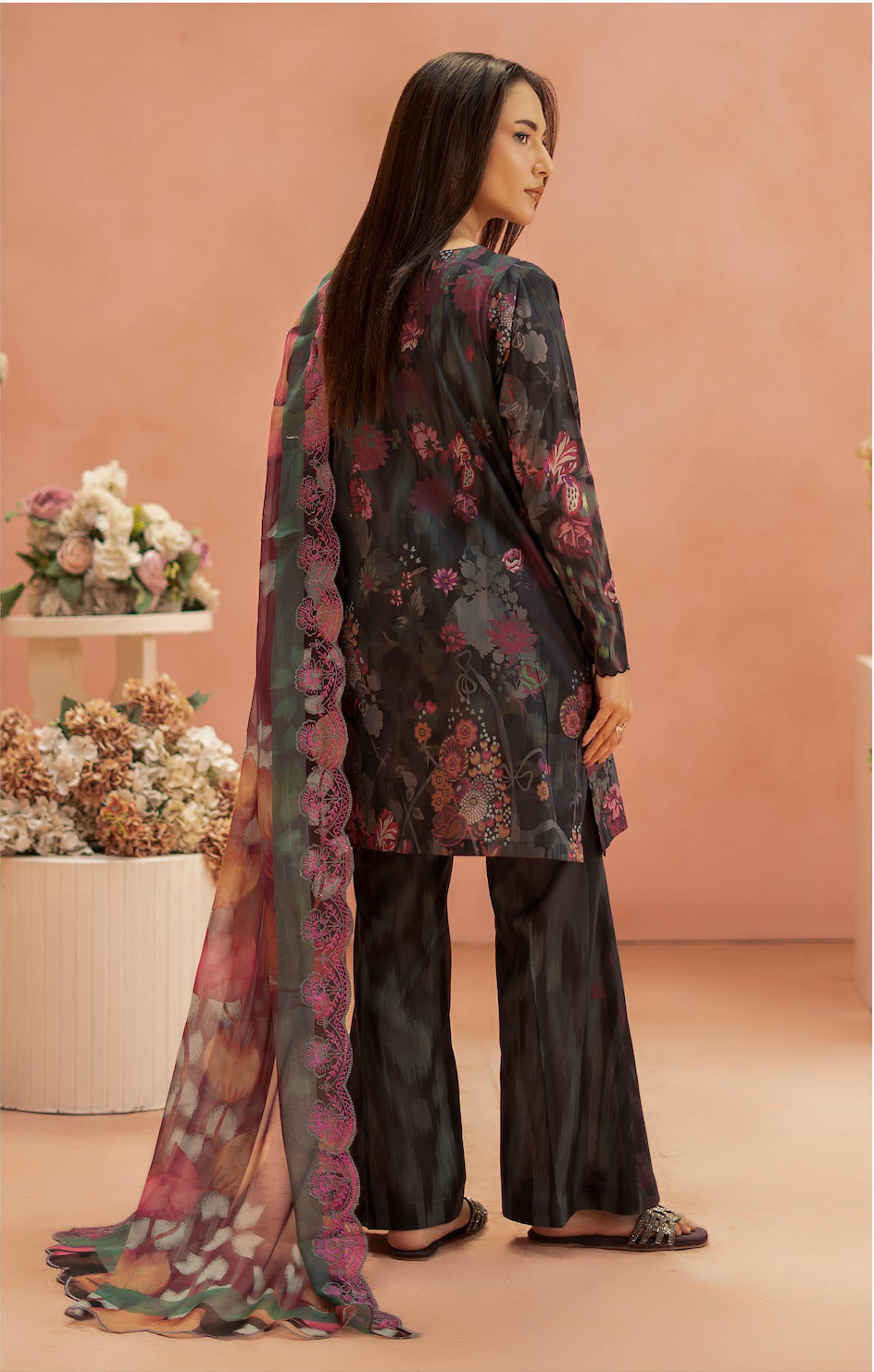 Pakistani Ziva by Gulljee Unstitched Three Piece - Ebony X Magenta
