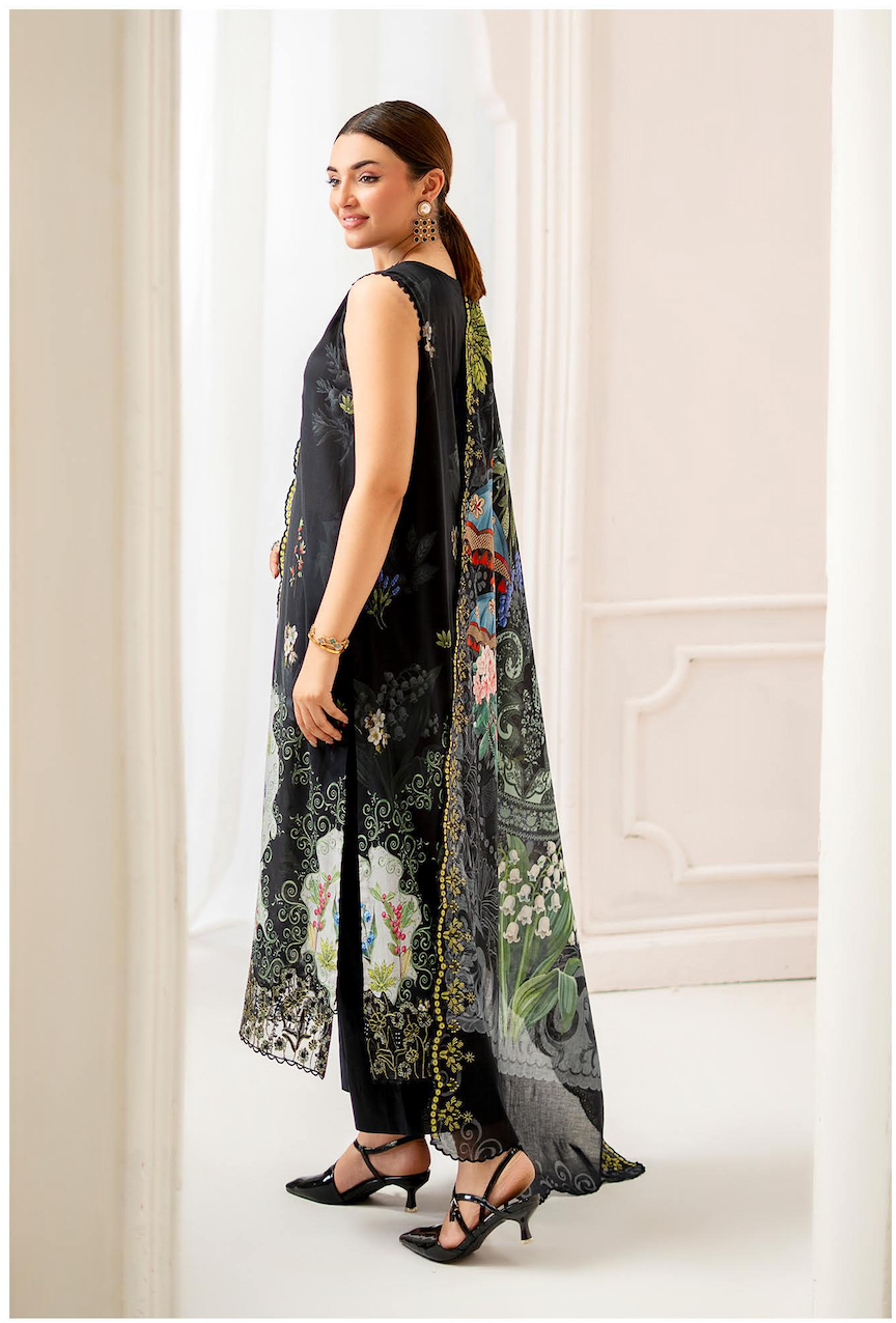Pakistani Mahajal by Gulljee Unstitched Three Piece - Chrome