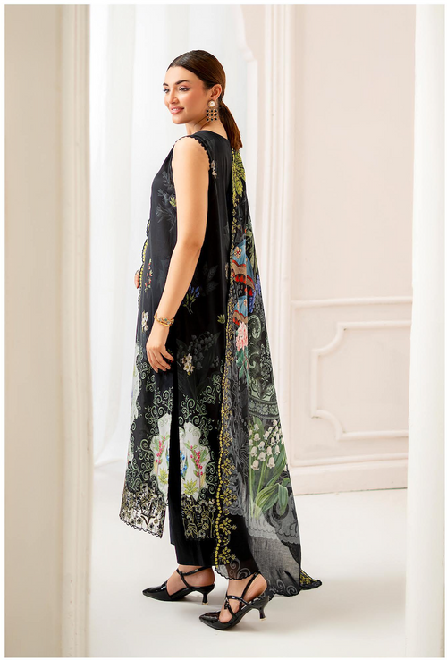 Pakistani Mahajal by Gulljee Unstitched Three Piece - Chrome