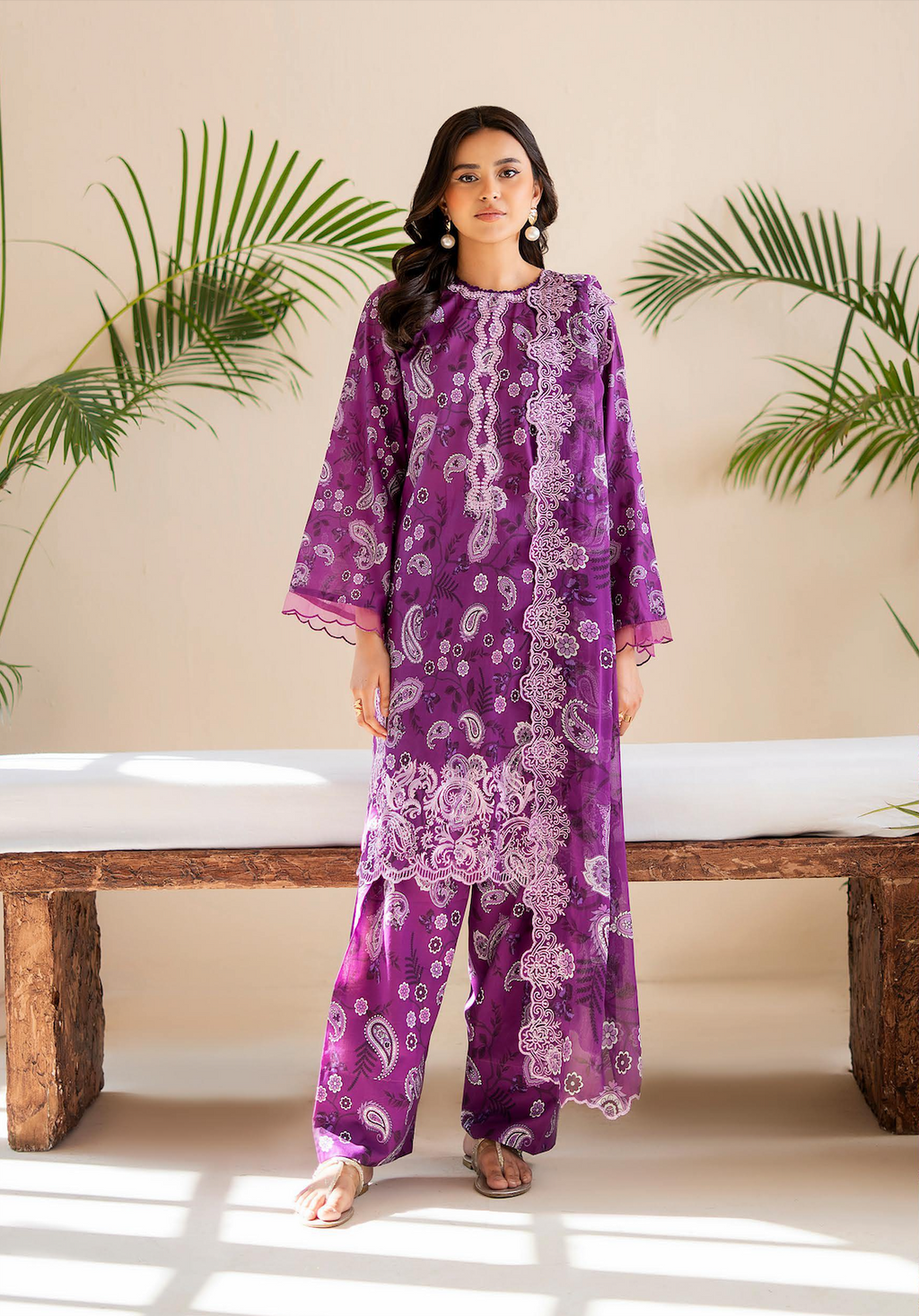 Pakistani Ziva by Gulljee Unstitched Three Piece - Plum x Purple