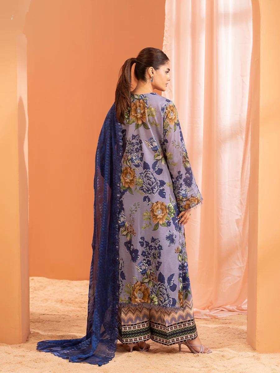 Pakistani Mishaal by Gulljee Unstitched Three Piece - Grey X Lavendar
