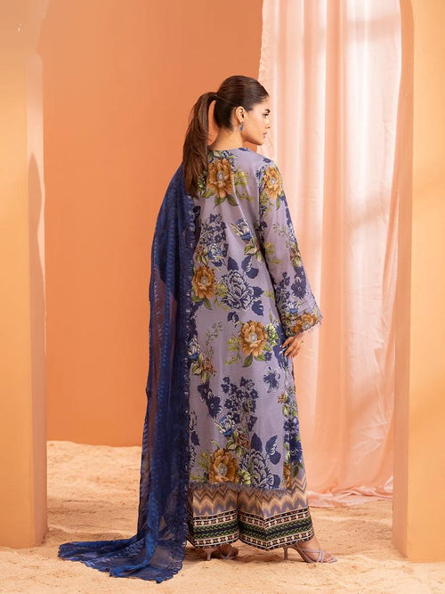 Pakistani Mishaal by Gulljee Unstitched Three Piece - Grey X Lavendar
