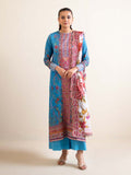 Pakistani Hania by Binaas Unstitched Three Piece - Cerulean Blue