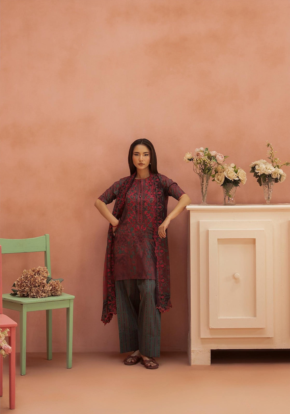 Pakistani Ziva by Gulljee Unstitched Three Piece -Plum Forest