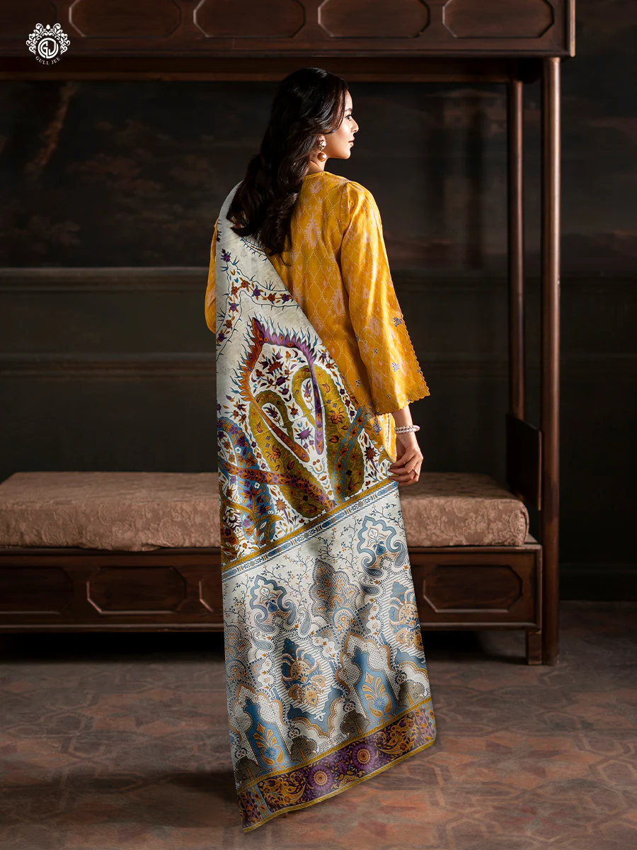Pakistani Sorrel by Gulljee Unstitched Three Piece - Sunset Yellow