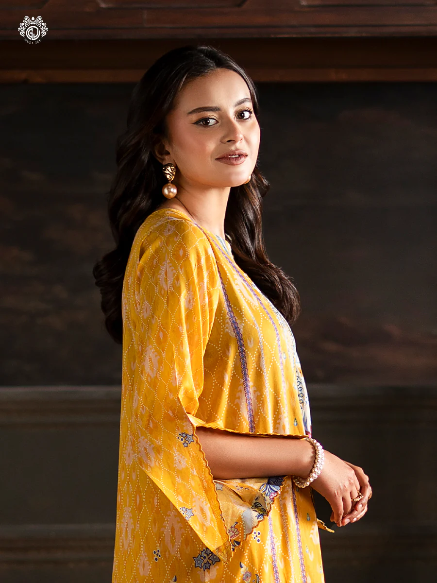 Pakistani Sorrel by Gulljee Unstitched Three Piece - Sunset Yellow