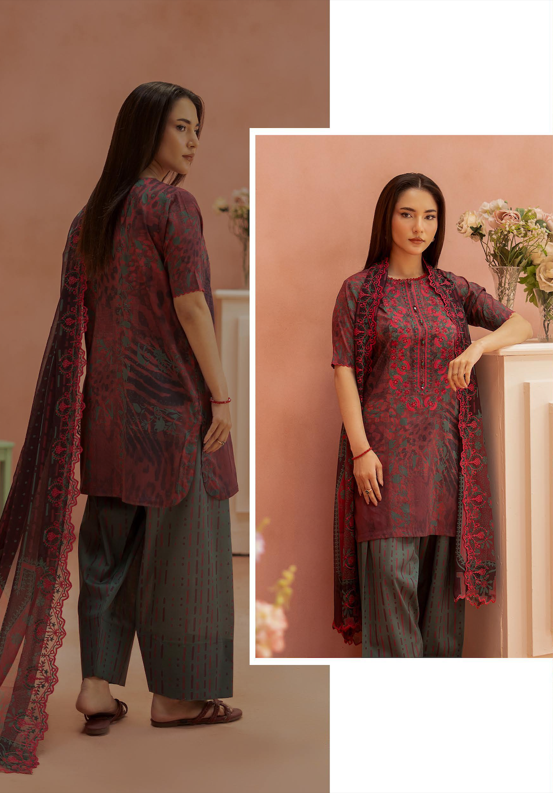 Pakistani Ziva by Gulljee Unstitched Three Piece -Plum Forest