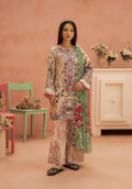 Pakistani Ziva by Gulljee Unstitched Three Piece - Cream & Green
