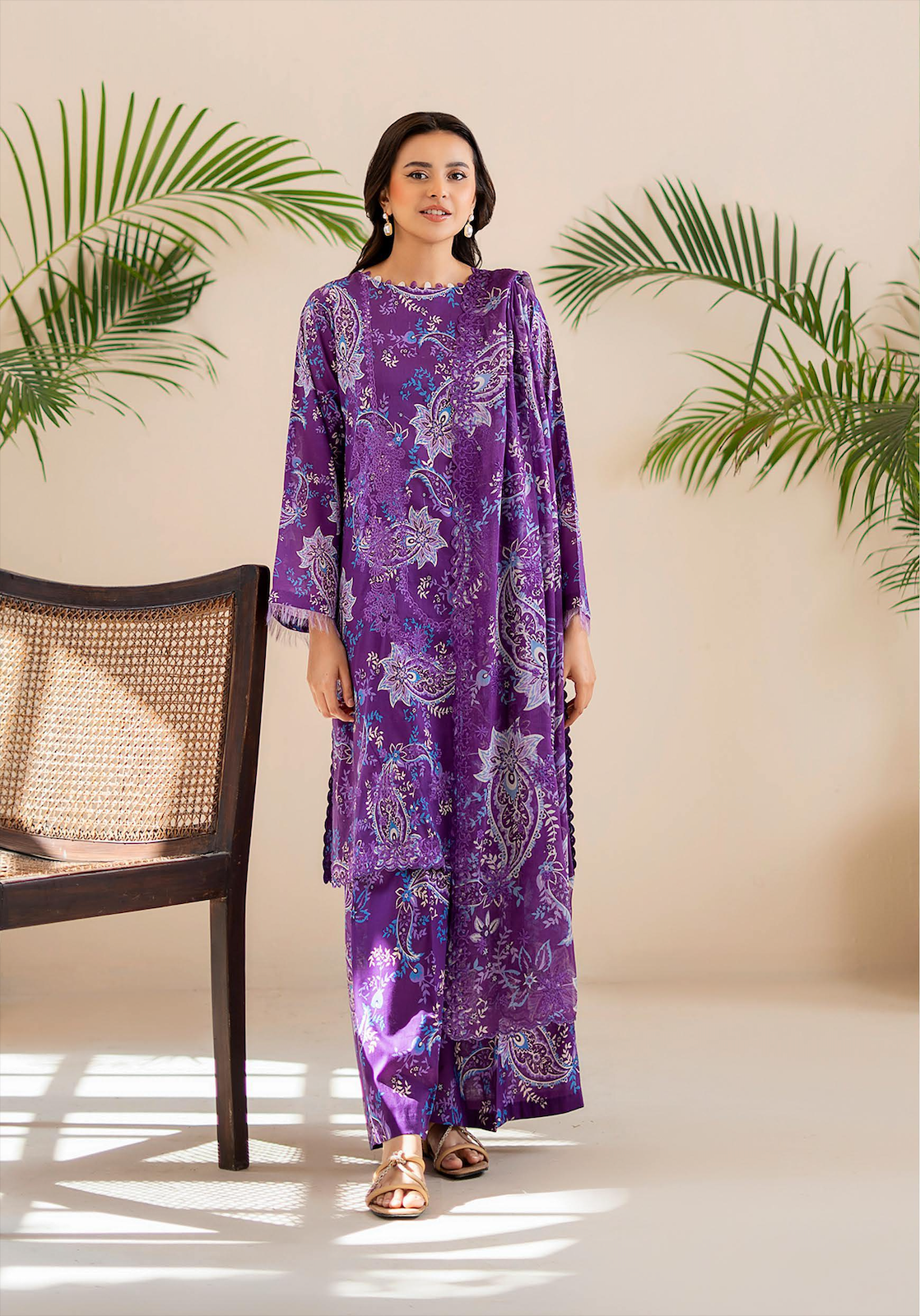 Pakistani Ziva by Gulljee Unstitched Three Piece - Deep Purple