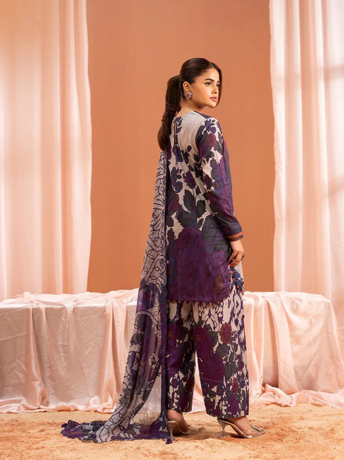 Pakistani Mishaal by Gulljee Unstitched Three Piece - Purple Plum